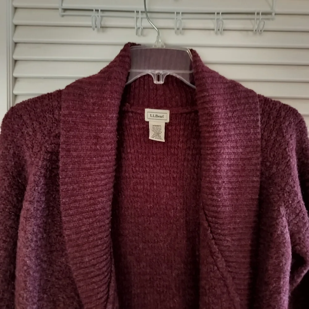 LL Bean Shawl Collar Women's Cardigan Size Small Cranberry - Picture 4 of 6